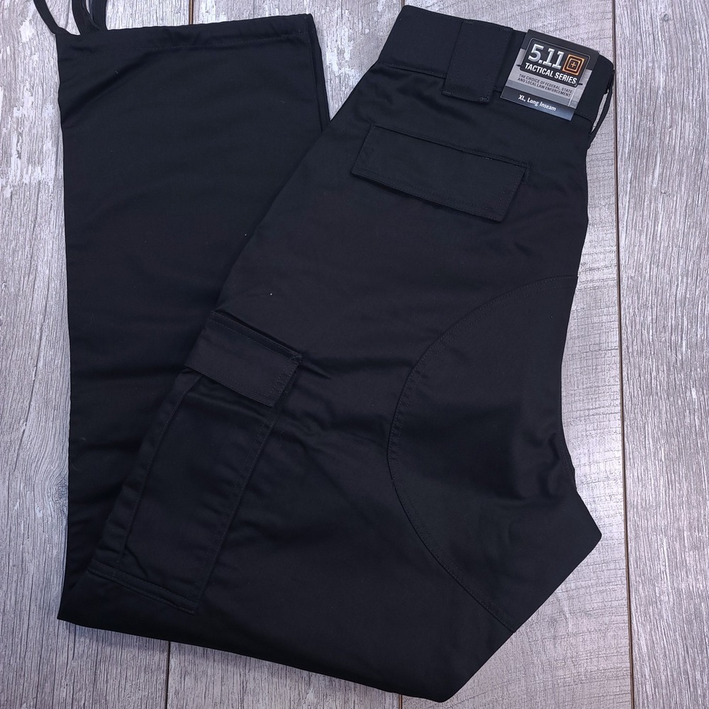 5.11 Tactical Mens XL Long Black Twill TDU Cargo Canvas Mid Rise Straight Leg